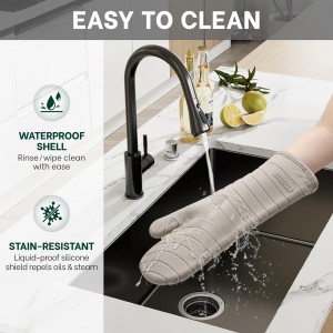 Beneno BPA-Free Silicone Oven Mitt 2-Pack Set, Heat Resistant 500°F Oven Mitts with Non-Slip Grip, Soft Thicker Lining, 7