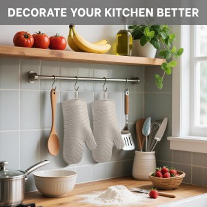 Beneno BPA-Free Silicone Oven Mitt 2-Pack Set, Heat Resistant 500°F Oven Mitts with Non-Slip Grip, Soft Thicker Lining, 7