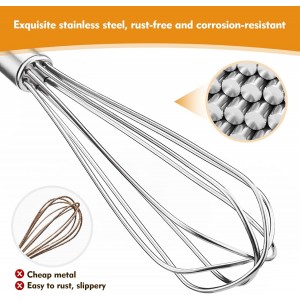 Mini Whisk, Stainless Steel Mixer, Mini Baking Mixer, Coffee and Cocktail Stirrer, Durable Kitchen Stirrer, 2(Piece)