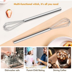 Mini Whisk, Stainless Steel Mixer, Mini Baking Mixer, Coffee and Cocktail Stirrer, Durable Kitchen Stirrer, 2(Piece)