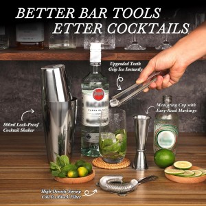 Boston Cocktail Shaker Set with Stand, 20-Piece Complete Bartender Kit for Home Bar Use, Essential Bar Set with 18oz & 28oz Tin Shaker, Bar Accessories and Recipes, Ideal for Parties & Gift Giving