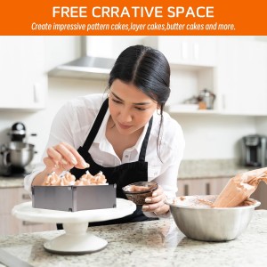 2 Pcs baking frames stainless steel mousse ring square retractable adjustable cake pan baking tools - baking pan square adjustable baking frame cake frame high 1.97in