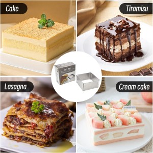 2 Pcs baking frames stainless steel mousse ring square retractable adjustable cake pan baking tools - baking pan square adjustable baking frame cake frame high 1.97in