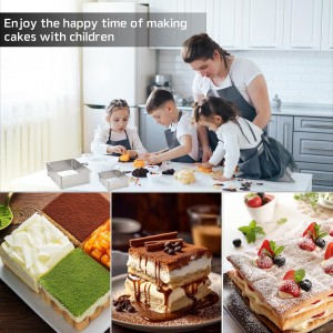 2 Pcs baking frames stainless steel mousse ring square retractable adjustable cake pan baking tools - baking pan square adjustable baking frame cake frame high 1.97in