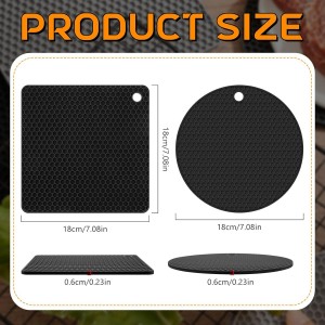 Dandat 24 Pack Silicone Trivets Bulk Non Slip Heat Resistant Hot Pads for Kitchen Countertops Table Pot Holders Mats for Hot Dishes Restaurant Catering Event Party Gathering, Round Square(Black)