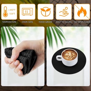 Dandat 24 Pack Silicone Trivets Bulk Non Slip Heat Resistant Hot Pads for Kitchen Countertops Table Pot Holders Mats for Hot Dishes Restaurant Catering Event Party Gathering, Round Square(Black)