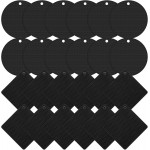 Dandat 24 Pack Silicone Trivets Bulk Non Slip Heat Resistant Hot Pads for Kitchen Countertops Table Pot Holders Mats for Hot Dishes Restaurant Catering Event Party Gathering, Round Square(Black)