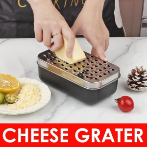 Cheese Grater Citrus Lemon Zester with Food Storage Container & Lid - Perfect For Hard Parmesan Or Soft Cheddar Cheeses, Ginger, Vegetables, Butter, Chocolate & Nutmeg, Black