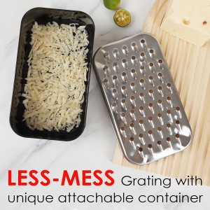 Cheese Grater Citrus Lemon Zester with Food Storage Container & Lid - Perfect For Hard Parmesan Or Soft Cheddar Cheeses, Ginger, Vegetables, Butter, Chocolate & Nutmeg, Black