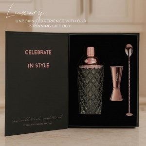 Nikita Cocktail Shaker, 5-Piece Martini Shaker & Bartender Kit with Bar Accessories Strainer, Jigger, Spoon & Muddler, Rose Gold 16oz Drink Mixer with Bartender Accessories