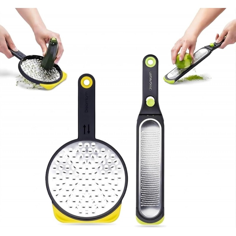Dreamfarm Kitchen Tools Set - Ograte & Ozest - Dual-Sided Ultra-fine Grater & Self-Cleaning Zester with Snap-On Covers - Kitchen Essentials for Grating & Zesting - BPA-Free & Dishwasher Safe