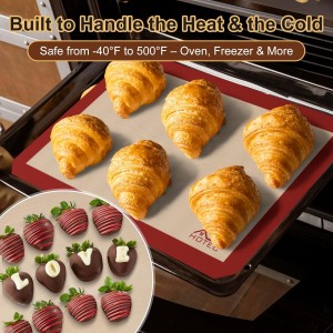 HOTEC Silicone Baking Mats 3 Pack – Non-Stick Reusable Silicone Baking Sheets for Oven – Cookie & Macaron Mats – 2 Half Sheet + 1 Quarter Sheet – BPA-Free, Dishwasher Safe