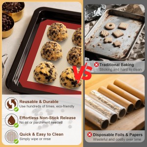 HOTEC Silicone Baking Mats 3 Pack – Non-Stick Reusable Silicone Baking Sheets for Oven – Cookie & Macaron Mats – 2 Half Sheet + 1 Quarter Sheet – BPA-Free, Dishwasher Safe