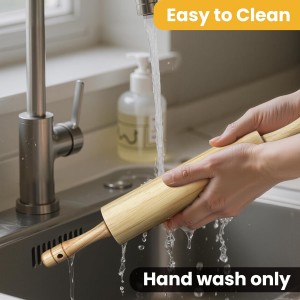 KARRYOUNG Rubber Wood Rolling Pin for Baking, Kitchen Dough Roller With Handles, Rodillo Para Masa, Rolling Pin for Dough, Pizza,Bread, Fondant & Tortilla