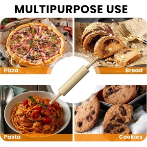 KARRYOUNG Rubber Wood Rolling Pin for Baking, Kitchen Dough Roller With Handles, Rodillo Para Masa, Rolling Pin for Dough, Pizza,Bread, Fondant & Tortilla