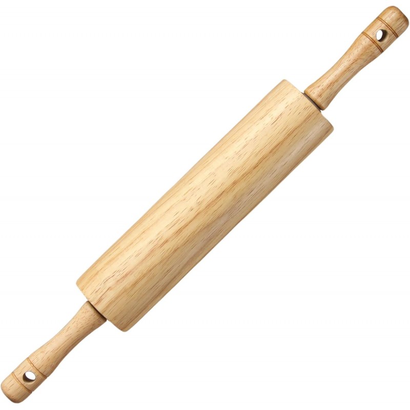 KARRYOUNG Rubber Wood Rolling Pin for Baking, Kitchen Dough Roller With Handles, Rodillo Para Masa, Rolling Pin for Dough, Pizza,Bread, Fondant & Tortilla