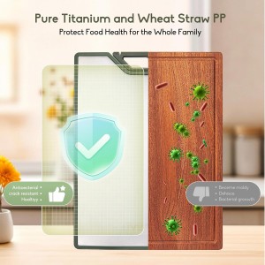 Titanium Cutting Board for Kitchen, Extra-Thick Double Sided Non-Toxic, Titanium & Wheat Straw PP, Food-Grade Chopping Board, Easy to Clean, Large 16"x11"