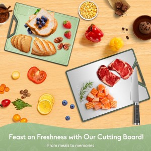 Titanium Cutting Board for Kitchen, Extra-Thick Double Sided Non-Toxic, Titanium & Wheat Straw PP, Food-Grade Chopping Board, Easy to Clean, Large 16"x11"