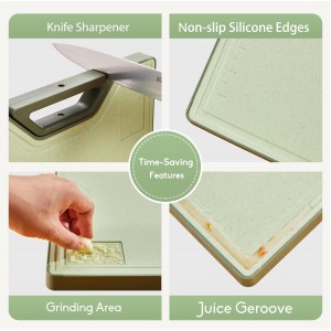 Titanium Cutting Board for Kitchen, Extra-Thick Double Sided Non-Toxic, Titanium & Wheat Straw PP, Food-Grade Chopping Board, Easy to Clean, Large 16"x11"