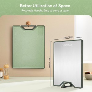 Titanium Cutting Board for Kitchen, Extra-Thick Double Sided Non-Toxic, Titanium & Wheat Straw PP, Food-Grade Chopping Board, Easy to Clean, Large 16"x11"