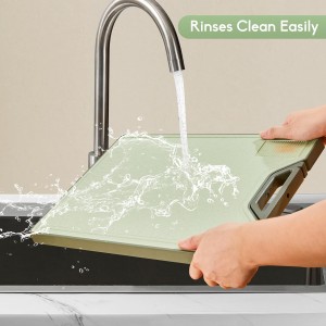 Titanium Cutting Board for Kitchen, Extra-Thick Double Sided Non-Toxic, Titanium & Wheat Straw PP, Food-Grade Chopping Board, Easy to Clean, Large 16"x11"