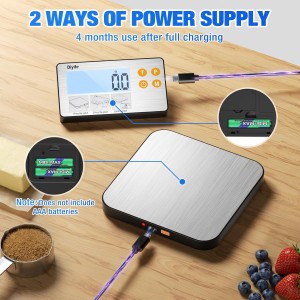 Rechargeable Split Food Scale, Diyife 33lb Digital Kitchen Scales with Split Display, 1g/0.1oz High Accurate, Food-Grade 304 Stainless Steel, 7 Units, Backlit LCD, for Cooking, Baking, Meal Prep