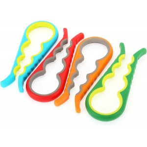 Multi-Color Bottle Opener and Can Opener for Weak Hands, Elderly Arthritis, Elderly, Jar Lid Opener with Rubber Pad for Jar Opener and Corkscrew Opener (green and yellow)