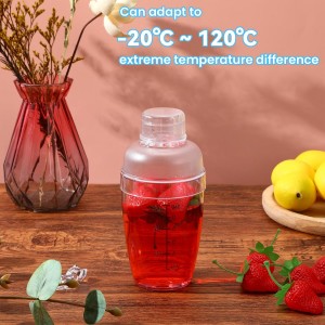12 Pcs Plastic Cocktail Shaker Drink Mixer with Scales and Strainer Top Clear Shaker Cup with Measurement Plastic Bar Mixing Tool for Tea Coffee Bubble Tea Milk(350 Cc/ 12 oz)