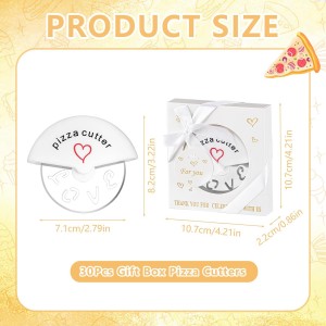 30Pcs Pizza Cutter Wedding Party Favors for Guests, White Mini Stainless Steel Pizza Cutter with Gift Box for Bridal Decoration Baby Shower Return Souvenirs Guest Prizes