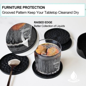 Silicone Coasters Set for Table [6 Pack] - Cup Drink Coasters for Home Kitchen Dining Decor