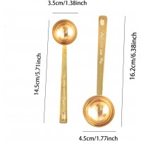 Gold Stainless Steel Coffee Scoop Set - 1 Tbsp (15ml) & 2 Tbsp (30ml) Measuring Tablespoon, Measuring Spoon Scooper for Coffee/Milk Powder/Fruit Powder