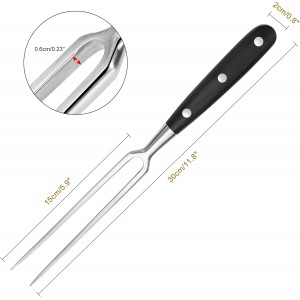 Heavy-Duty Stainless Steel Carving Fork with Black Wood-Sheathed Handle – Ideal for Turkey, Beef, Ham, BBQ, Grilling & Roasting