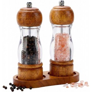 Salt and Pepper Grinder Set Wood and Acr...
