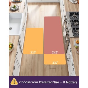 DEXI Kitchen Floor Mats 3 Pieces Non Slip, Washable Runner Rugs Absorbent,Thin Standing Carpet Soft Comfort for Sink Hallway Entryway Laundry Room Boho Decor, Rust