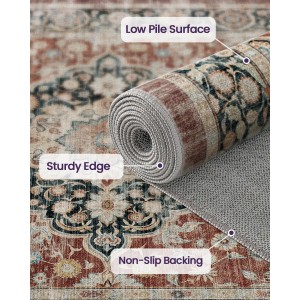 DEXI Kitchen Floor Mats 3 Pieces Non Slip, Washable Runner Rugs Absorbent,Thin Standing Carpet Soft Comfort for Sink Hallway Entryway Laundry Room Boho Decor, Rust