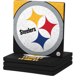 FOCO NFL Official Game Day 4-Pack Beverage Drink Stone Coaster Set (Pittsburgh Steelers)
