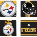 FOCO NFL Official Game Day 4-Pack Beverage Drink Stone Coaster Set (Pittsburgh Steelers)