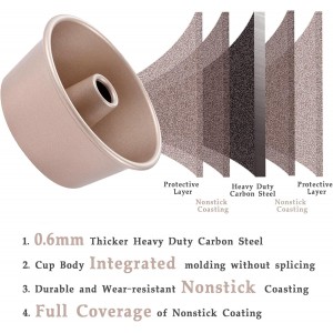 3.5-Inch Mini Angel Food Cake Pan Set,6pcs Nonstick Fluted Tube Pan,Small Chiffon Baking Cup, Carbon Steel Round Cake Mold,Tube Bakeware for Oven Baking for Making Jello,Chocoflan,Flan(Gold)