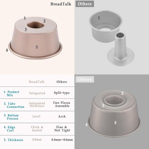 3.5-Inch Mini Angel Food Cake Pan Set,6pcs Nonstick Fluted Tube Pan,Small Chiffon Baking Cup, Carbon Steel Round Cake Mold,Tube Bakeware for Oven Baking for Making Jello,Chocoflan,Flan(Gold)
