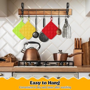 24 Pcs Cotton Pot Holders for Kitchen, Multicolor Square Pot Holders Heat Resistant Potholders Bulk Quilted Potholders with Hanging Loops Hot Pads for Cooking Baking, 7 X 7 Inch