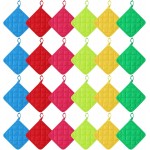 24 Pcs Cotton Pot Holders for Kitchen, Multicolor Square Pot Holders Heat Resistant Potholders Bulk Quilted Potholders with Hanging Loops Hot Pads for Cooking Baking, 7 X 7 Inch