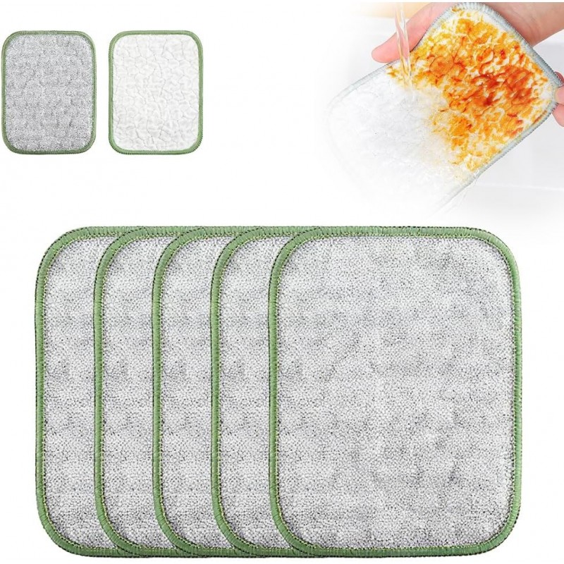 Multipurpose Wire Dishwashing Rags for Wet and Dry, 2026 Reusable Metal Scrubbing Pads Sponge Cloths Towels Clean, Non Scratch Wire Dishcloth for Kitchen, Sinks, Pots, Pans (5pcs)