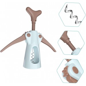 Stainless Steel Wine Bottle Wing Corkscrew Opener Push-Down Extractor for Effortless Opening for Picnics Camping and Home Use