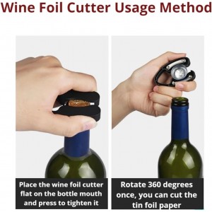 2-Pack Wine Aerator Pourer Spout With 2 Pack Wine Foil Cutter Tool, 2-in-1 Aerator Wine Pourer Wine Stopper, No Drip and No Spill Aerator for Wine Lovers, Gift Box Included - Black