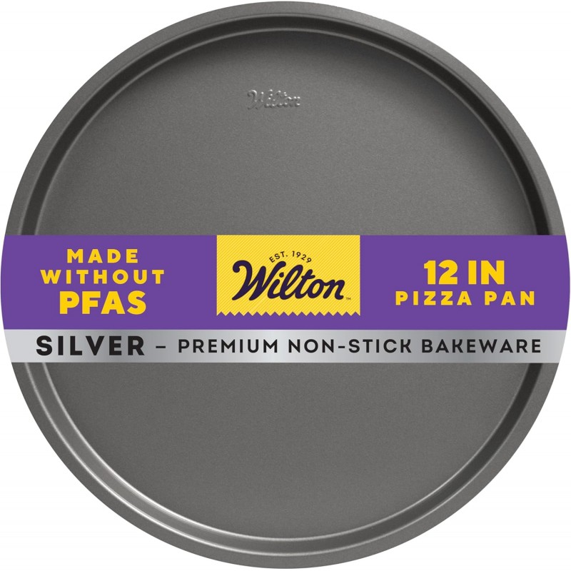 Wilton Silver Non Stick 12 in. Pizza Pan, Cold-Rolled Steel Bakeware, Made without PFAS