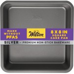 Wilton Silver Non-Stick 8 x 8 Inch Square Brownie Cake Pan, Cold-Rolled Steel Bakeware, Made without PFAS, Packaging May Vary
