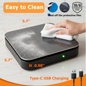 11lb Digital Kitchen Food Scale with Pull Out Display & Meat Thermometer, 0.1g Precision Wireless Scale for Baking, 304 Stainless Steel, LED Screen, 5 Units, USB Rechargeable