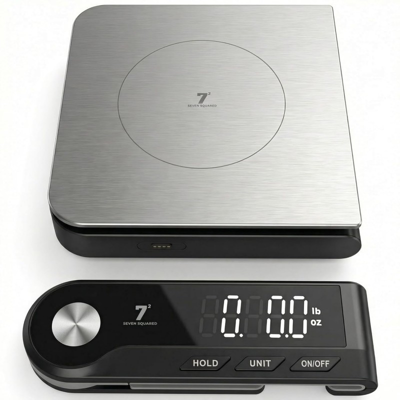 11lb Digital Kitchen Food Scale with Pull Out Display & Meat Thermometer, 0.1g Precision Wireless Scale for Baking, 304 Stainless Steel, LED Screen, 5 Units, USB Rechargeable