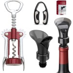 Wine Opener, Zinc Alloy Premium Wing Corkscrew Wine Bottle Opener with Wine Aerator Pourer Spout and Wine Foil Cutter Tool, Multifunctional Wine Cork Opener Bottler Opener Remover