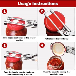 Adjustable Stainless Steel Jar Opener,Jar Opener,For Weak Hand Seniors Arthritis, Gripper Kitchen Gadget Easy To Open Tight Lid（2 Pcs）